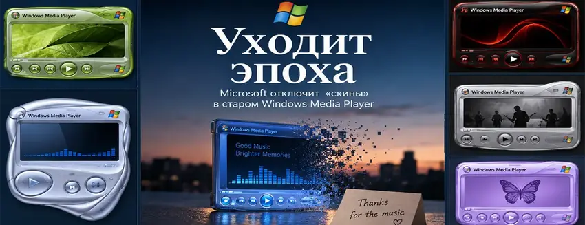 Microsoft отключает «скины» в Windows Media Player.