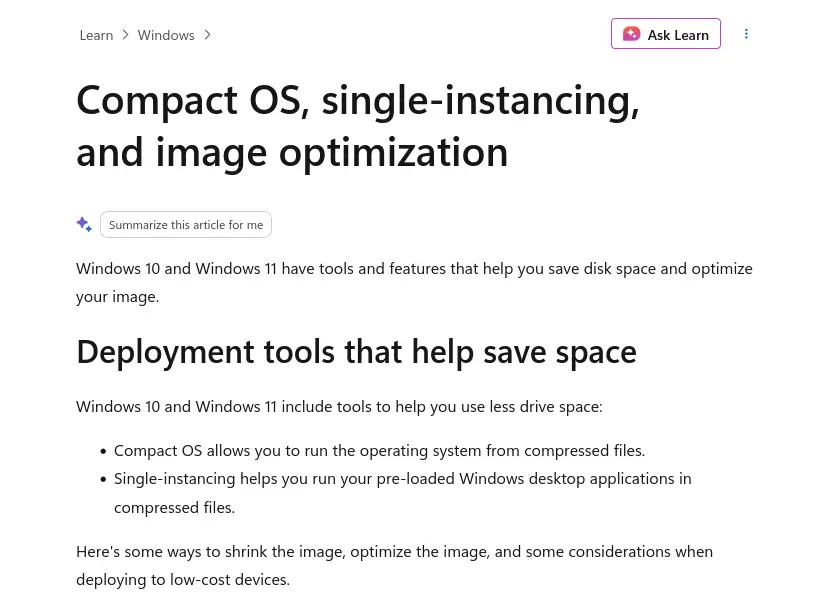 Команда Compact OS в Windows 10/11: как сэкономить до 30% места на системном диске