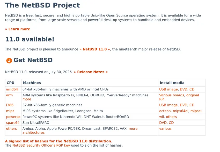 Релиз NetBSD 11.0: поддержка RISC-V, MICROVM и новые возможности для железа