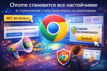Chrome очень хочет стать браузером по умолчанию
