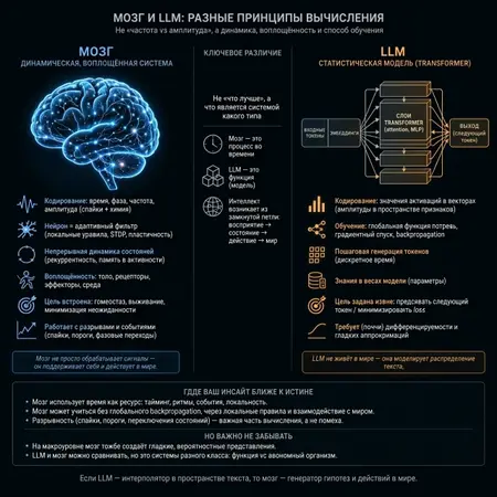 Почему сравнение мозга с FM, а LLM с AM — это ошибка категории: разбор популярной гипотезы